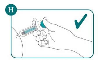 Illustration of a hand correctly holding a syringe for