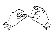 Two hands holding and separating two parts of a cylindrical container for