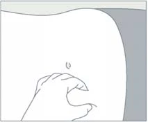Stylized drawing of a hand pinching the skin of the