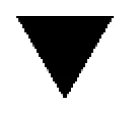 Solid black triangle pointing downward on a white background