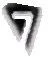 Black and white stylized graphic symbol featuring an angular geometric shape resembling the number seven or a downward-pointing arrow