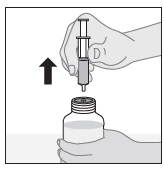A hand holding a syringe with the