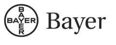 Bayer corporate logo consisting of a circle with the word Bayer arranged vertically and horizontally, accompanied by the name Bayer in large characters