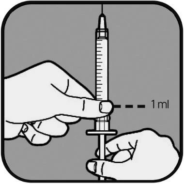 Two hands holding a syringe with the needle pointing upward