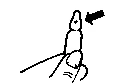 Dibujo esquemático en blanco y negro que muestra una mano presionando con el dedo