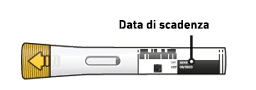 Technical drawing of a horizontal medical device with the text 'Expiration Date' and an arrow indicating the sliding direction