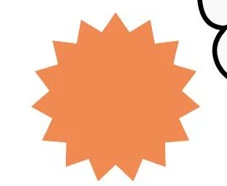 A twelve-pointed orange star-shaped geometric form on a white background