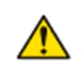 Hazard symbol composed of a yellow triangle with black border containing a black exclamation mark at the center