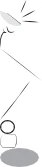 Stylized black and white drawing showing a human figure with a circle above the head and a rectangular shape above a