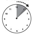 Analog clock with a gray section between 12 and