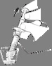 Technical drawing of a syringe with needle and tubing connected to an infusion device for drug administration