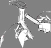 Technical drawing showing hands gripping and operating a pen-type medical device for