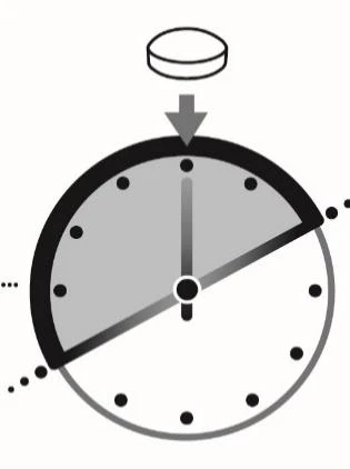 Clock diagram with an arrow pointing to the left