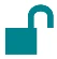 Stylized icon of an open turquoise-colored lock on a white background