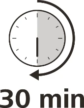 Иконка часов с изогнутой стрелкой, указывающей прошедшее время 30 минут, и надписью 30 мин внизу