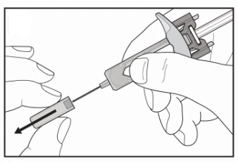 Two hands holding a syringe with a needle, preparing for administration