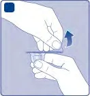 Two hands separating a transparent medical device with a motion away from each other