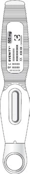 Evenity medical device 105 mg with elongated ribbed body and a central section featuring an oval viewing window for drug inspection