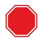 Red octagonal sign with a white inner border and a thin outer red outline on a white background