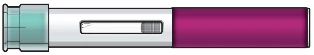 Medical injection pen with transparent body showing liquid level, and a dosage indicator