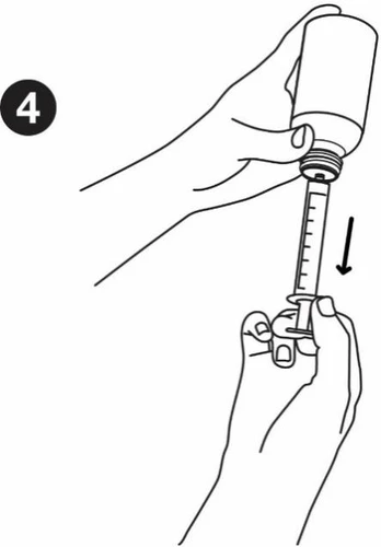 Two hands inserting a syringe into a vial