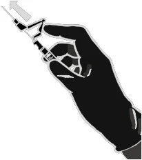 A hand holding a syringe with the needle pointing upward