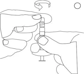Due mani tengono una fiala di vetro mentre una ruota il tappo superiore per aprirla con un movimento circolare indicato da una freccia