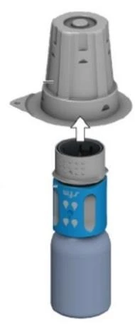 Diagram showing the assembly of a medical device