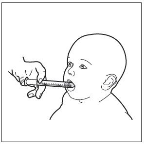Line drawing of a hand inserting the