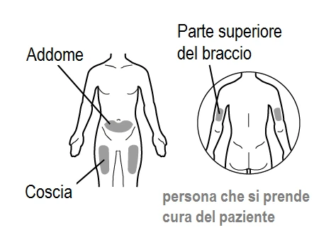 Schematic of the human body with instructions for