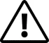 Hazard symbol composed of a black exclamation mark at the