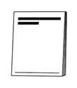 Stylized drawing of a white rectangular box with two horizontal black lines at the top and a thin line at the base
