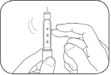 Una mano tiene la base di una siringa mentre l'altra mano preme il dito sulla parte superiore del cilindro per spingere il pistone verso il basso