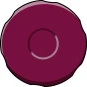 Rappresentazione stilizzata di un globulo rosso circolare di colore bordeaux con un centro più scuro e un sottile riflesso luminoso curvo