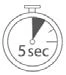 Icona stilizzata di un cronometro con una sezione scura che indica il passaggio del tempo e la scritta 5 sec al centro del quadrante