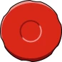 Disegno stilizzato di un globulo rosso circolare di colore rosso intenso con una zona centrale più chiara e concava