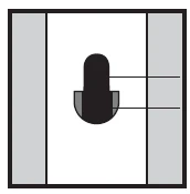 Diagramma schematico di una capsula nera su sfondo bianco con linee di riferimento orizzontali e bande grigie laterali