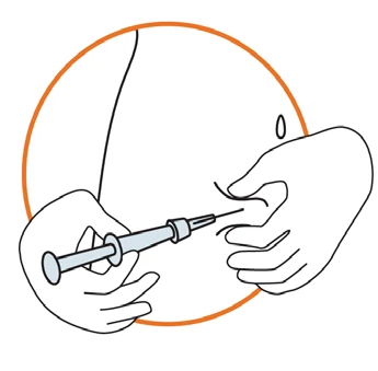 Two hands pinching the skin of a patient to prepare for injection