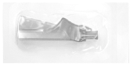 Transparent plastic medical device with elongated shape and indentations for the