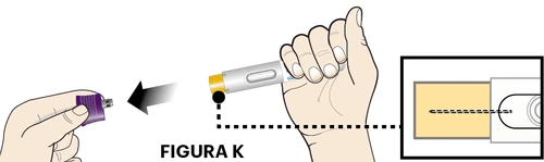 Illustration showing a hand holding a medical device and a