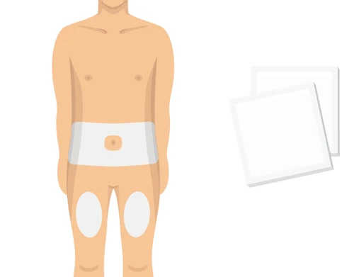 Illustration of a male torso with an adhesive patch applied on the