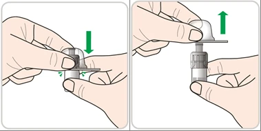 Two illustrations show hands pressing down and then pulling up
