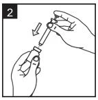 One hand holds a vial while the