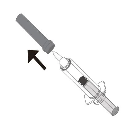 Diagram showing a syringe with a black arrow indicating the