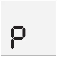 Black digital-style stylized letter 'p' made of segments on a neutral light gray background