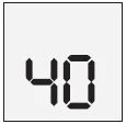 Number 40 displayed on a digital screen with black segmented digits on a light gray background