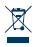 Prohibited waste bin symbol with a large black X over a horizontal blue bar on a white background