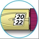 Ilustracja flakonu leku z datą ważności 2022 wydrukowaną na...