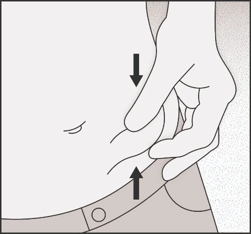 A hand pinching the skin of the