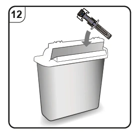 A syringe with needle inserted vertically into